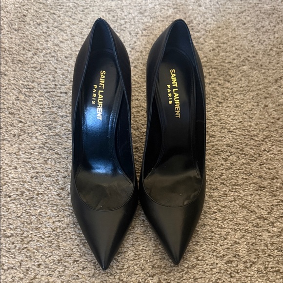 Saint Laurent Black Pointed Toe Heels - Picture 1 of 8